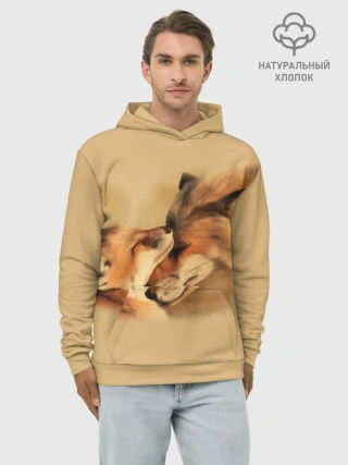 Худи мужской база хлопок / Лисички