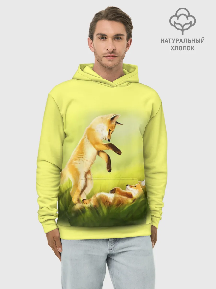 Худи мужской база хлопок / Лисята