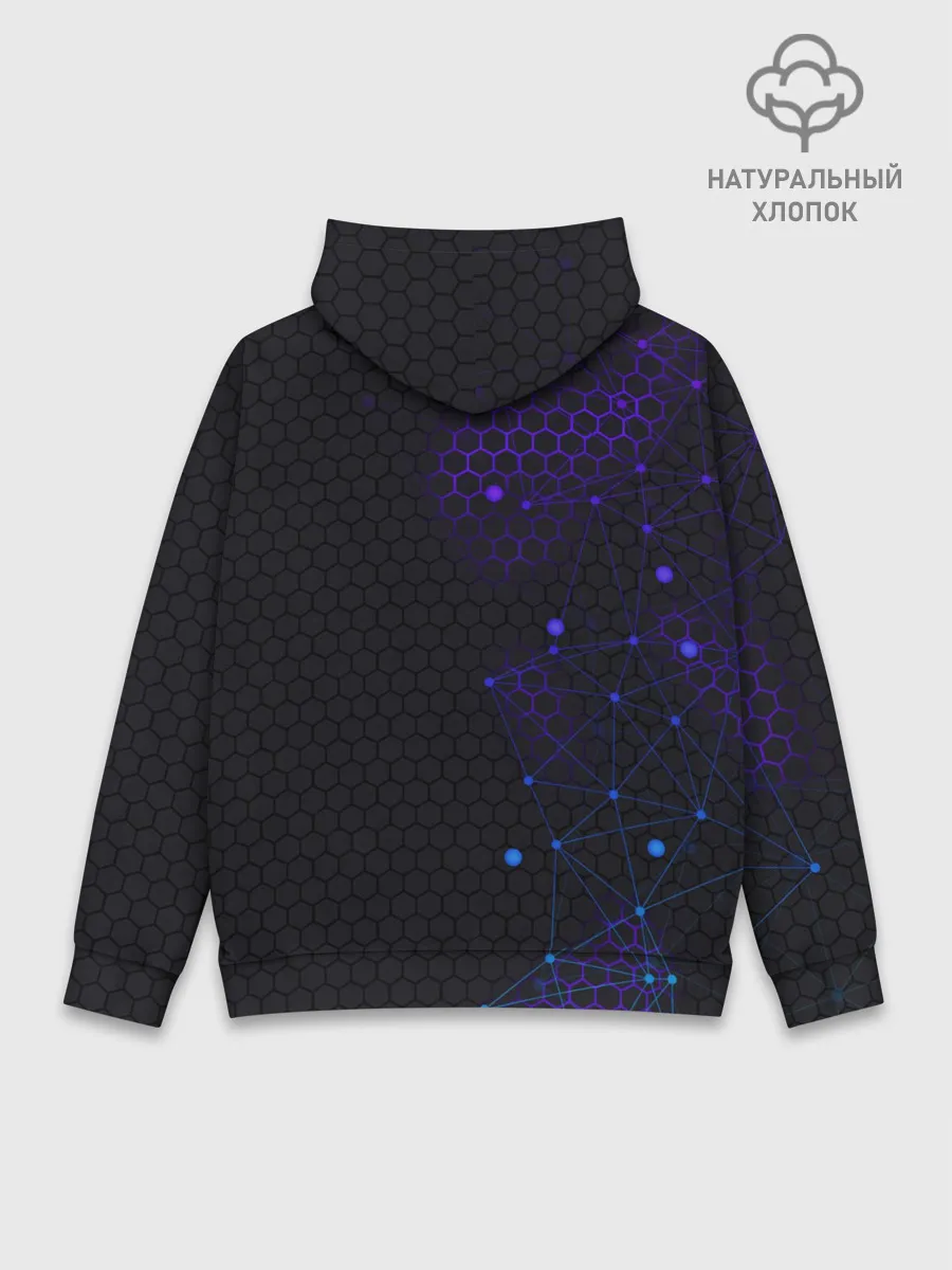 Худи мужской база хлопок / СОТЫ НЕОН - ГЕОМЕТРИЯ