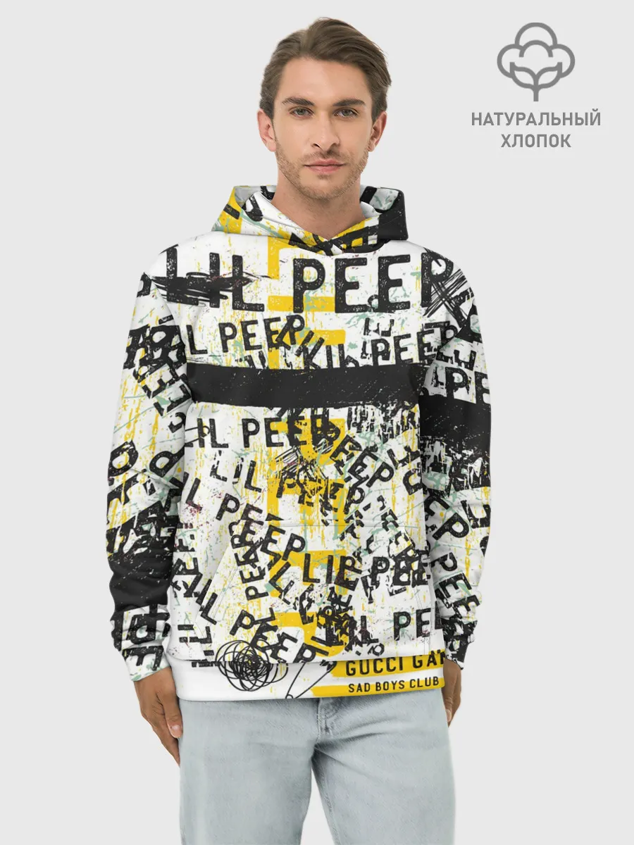 Худи мужской база хлопок / LIL PEEP Vintage Graffiti Wall