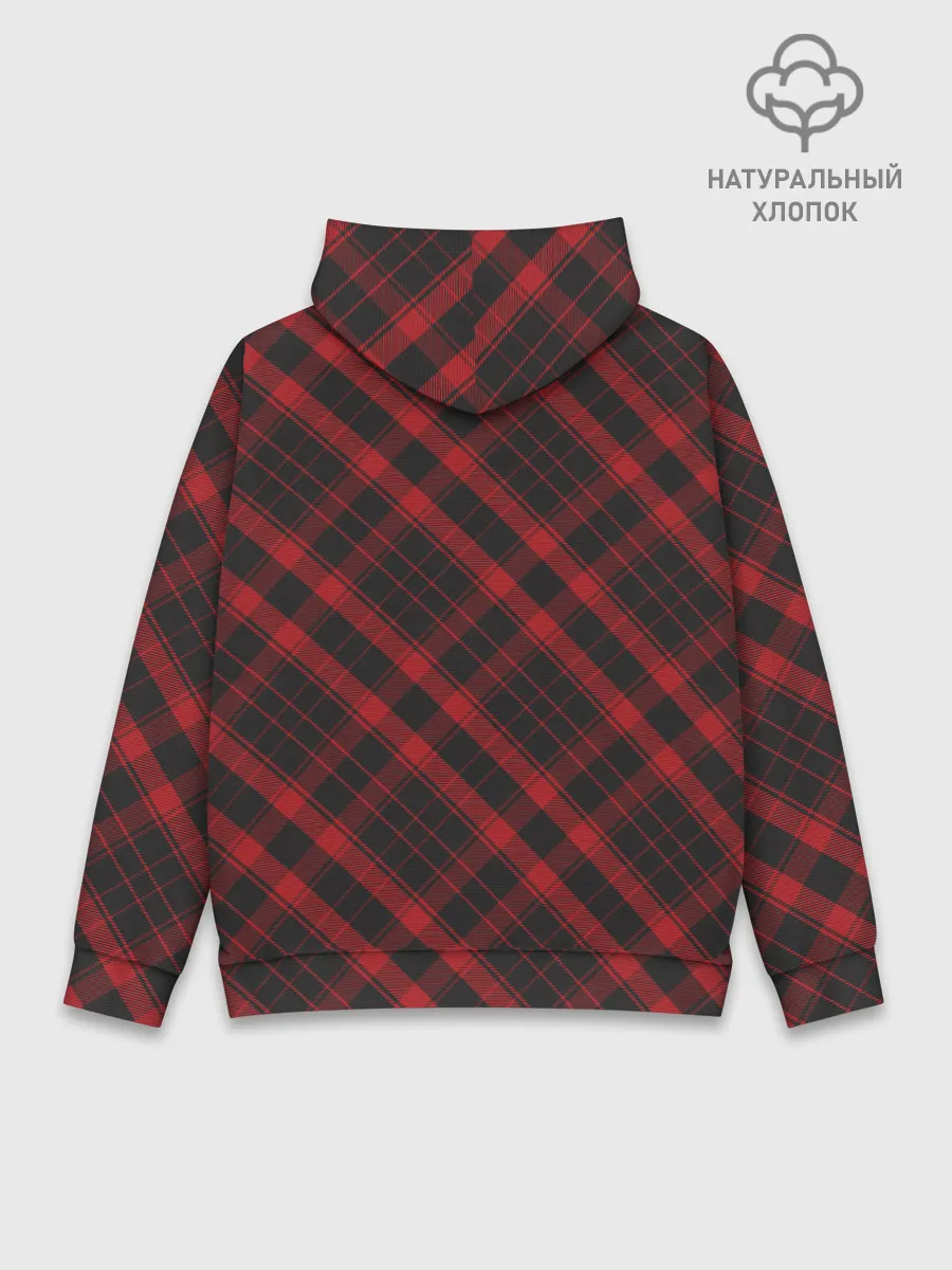 Худи мужской база хлопок / Узор в клеточку
