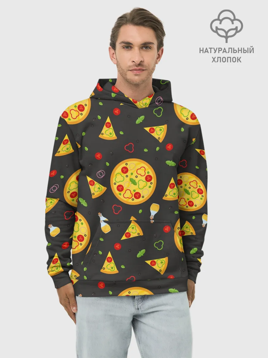 Худи мужской база хлопок / Веганская пицца