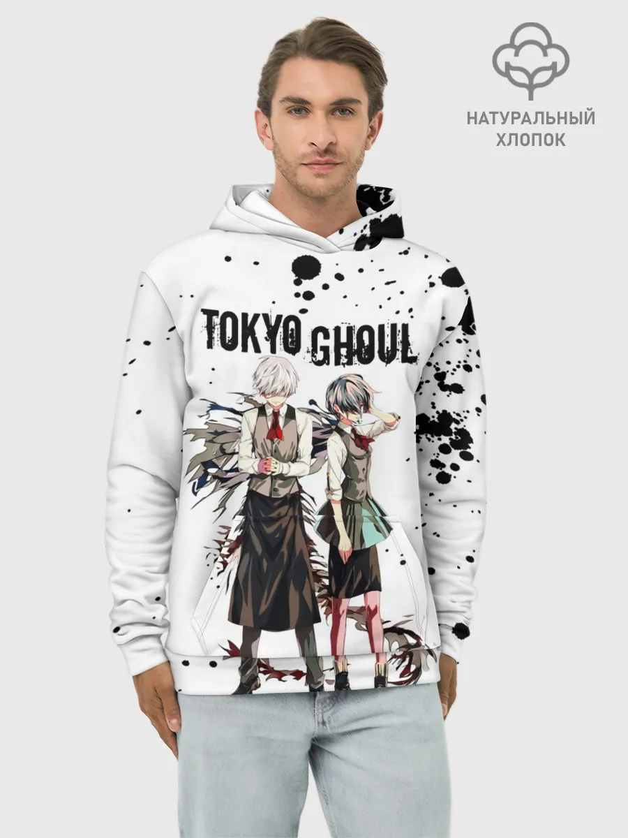 Худи мужской база хлопок / Канеки Кен и Тоука Киришима