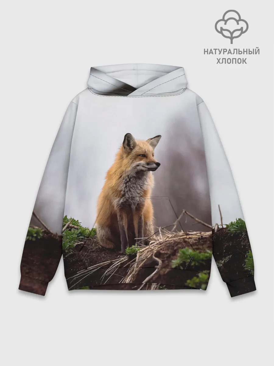 Худи мужской база хлопок / Лиса
