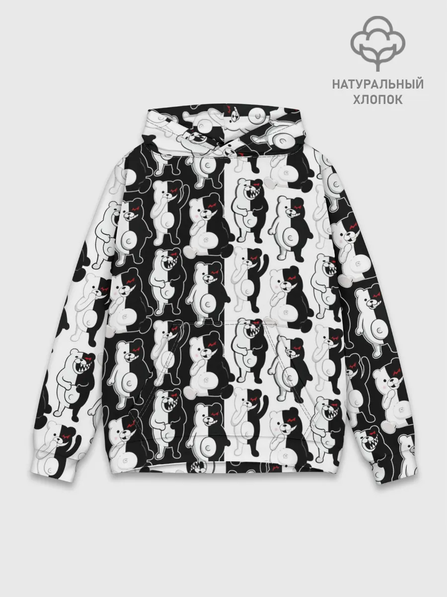 Худи мужской база хлопок / MONOKUMA / МОНОКУМА ПАТТЕРН