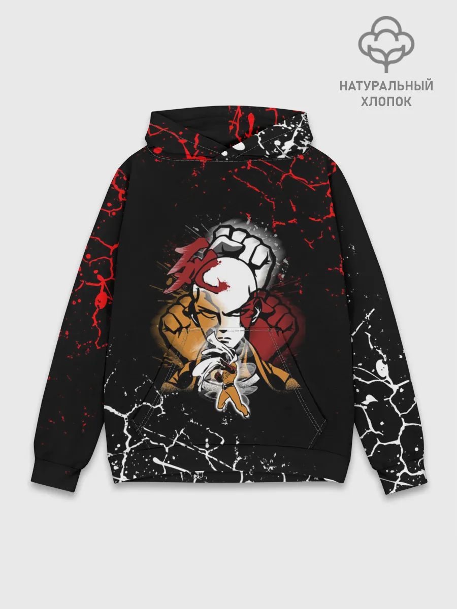 Худи мужской база хлопок / Кулаки Сайтамы