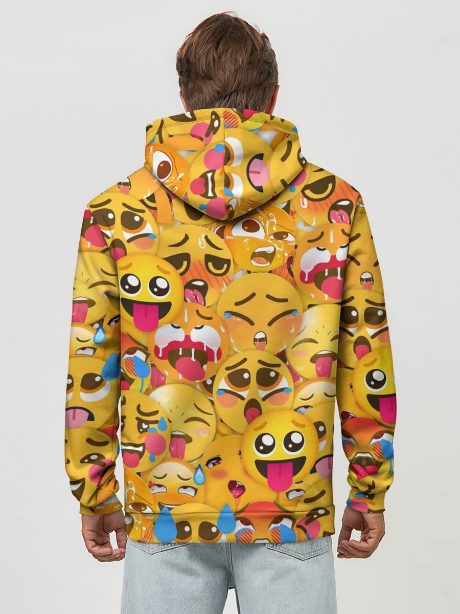 Худи мужской база хлопок / Ахегао эмодзи паттерн