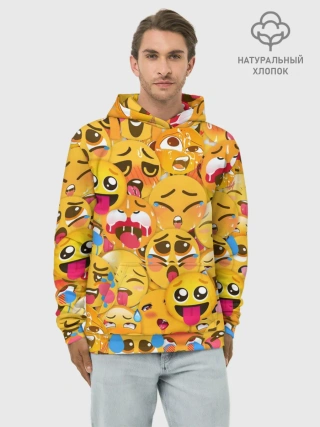 Худи мужской база хлопок / Ахегао эмодзи паттерн