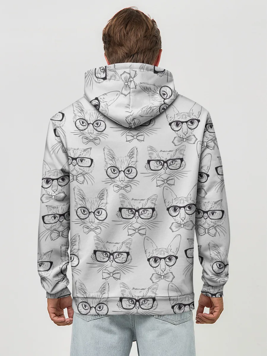 Худи мужской база хлопок / Кошки в очках