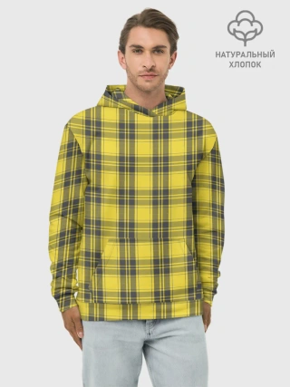 Худи мужской база хлопок / Клеточный узор