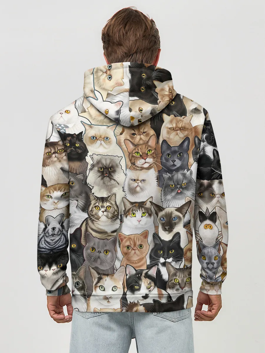 Худи мужской база хлопок / Котики смешные