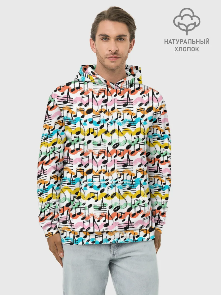 Худи мужской база хлопок / Музыкальные Ноты