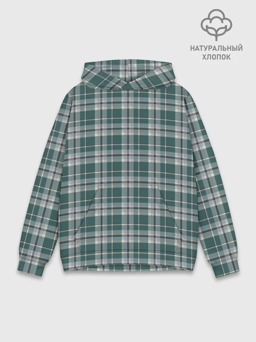 Худи мужской база хлопок / Узор в клетку