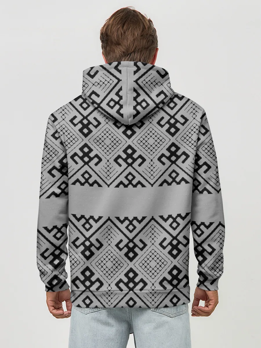 Худи мужской база хлопок / Русские народные узоры