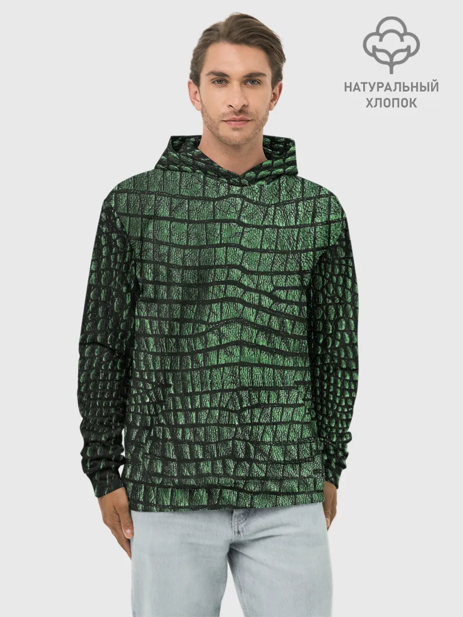 Худи мужской база хлопок / Кожа Крокодила