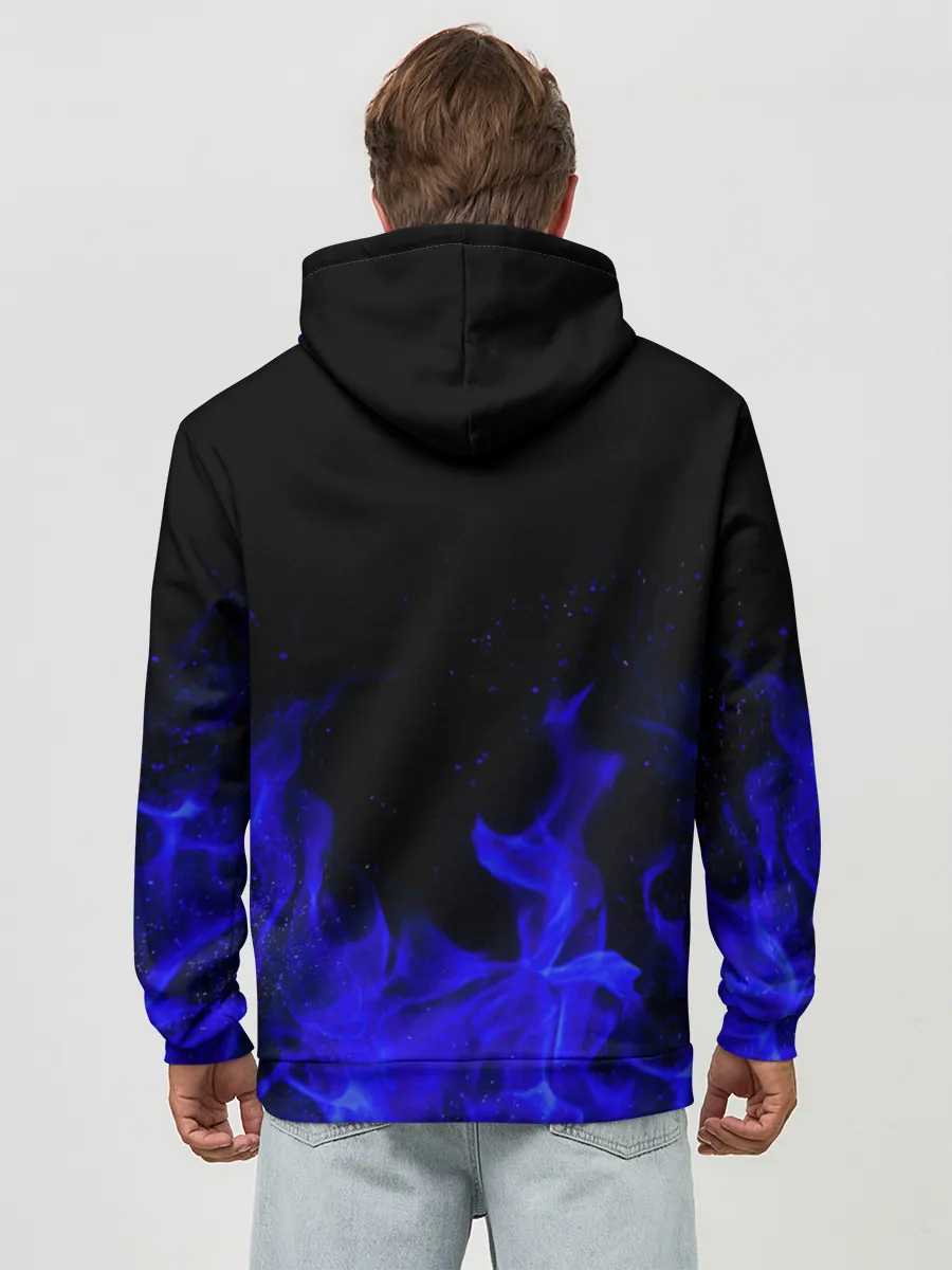 Худи мужской база хлопок / Синий Огонь