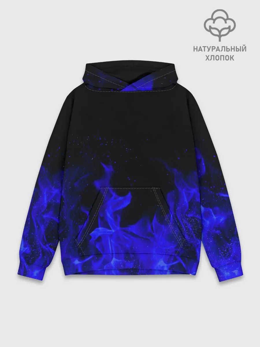 Худи мужской база хлопок / Синий Огонь
