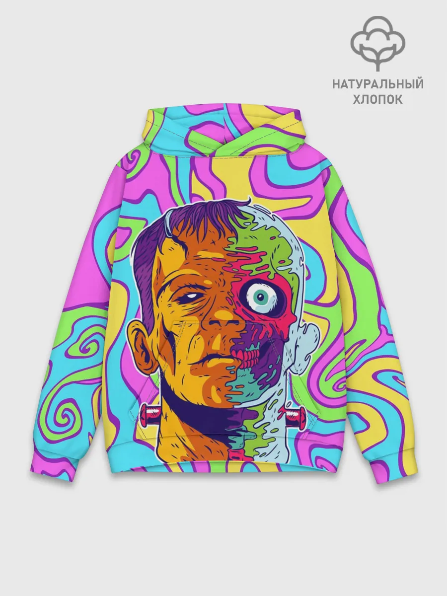 Худи мужской база хлопок / Психоделический Франкенштейн