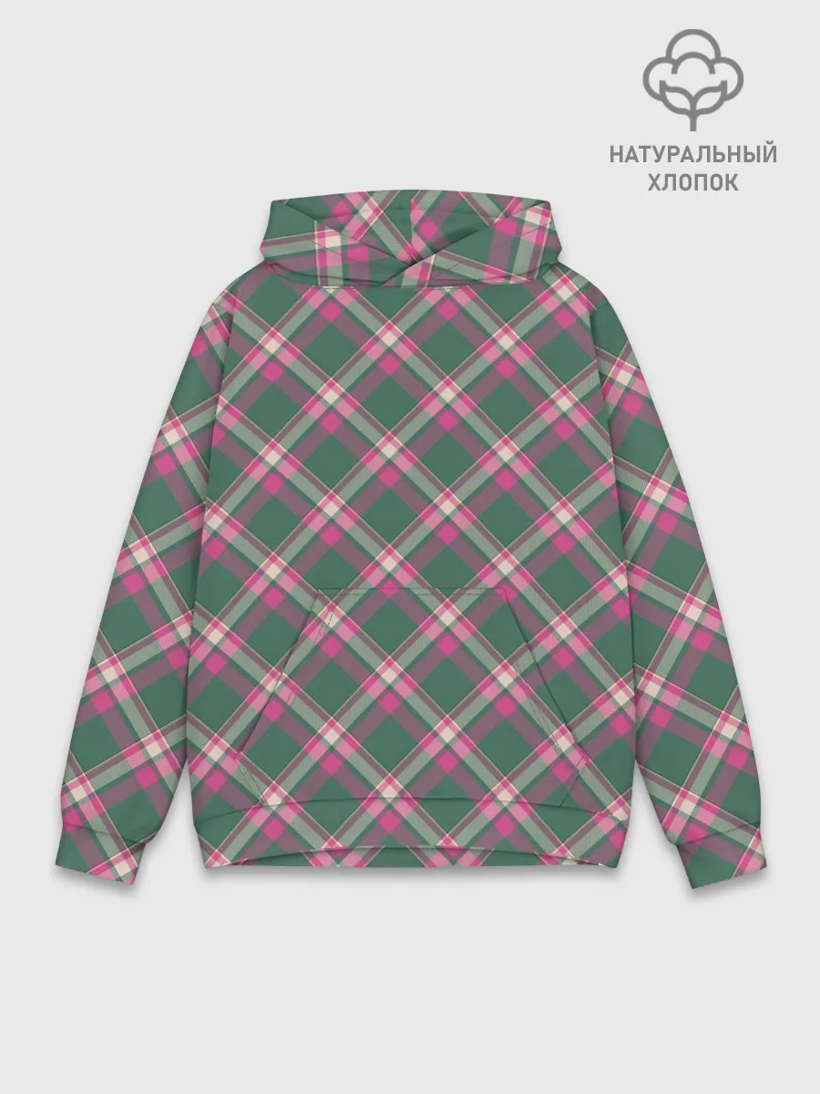 Худи мужской база хлопок / Клеточный узор