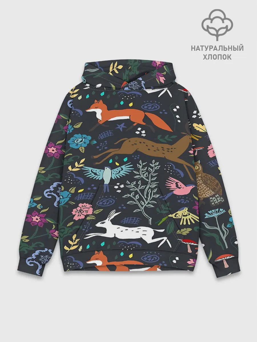 Худи мужской база хлопок / Звери и Природа