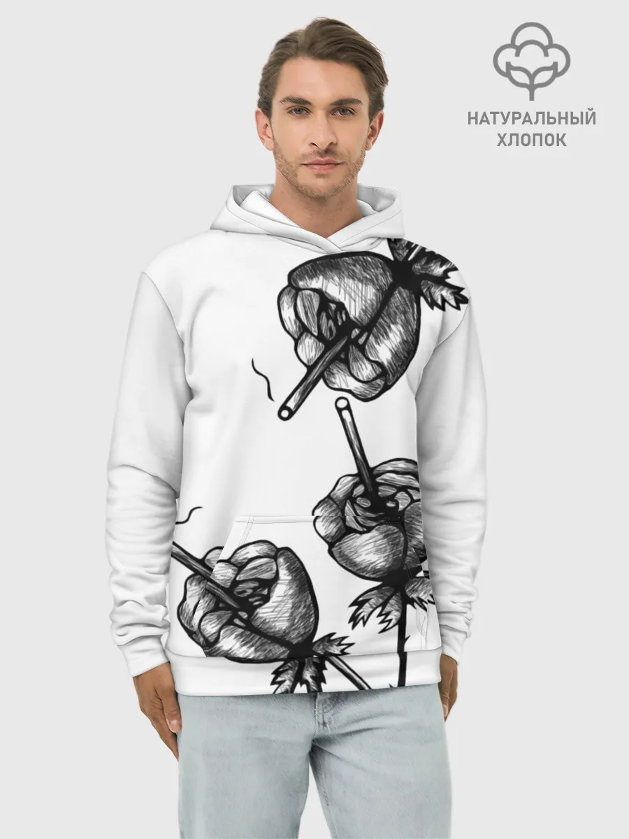 Худи мужской база хлопок / Дымящие розы