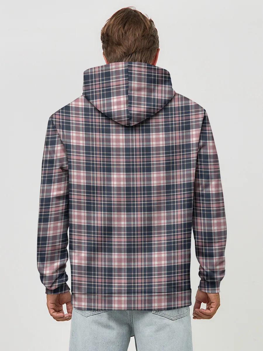 Худи мужской база хлопок / Клеточный узор