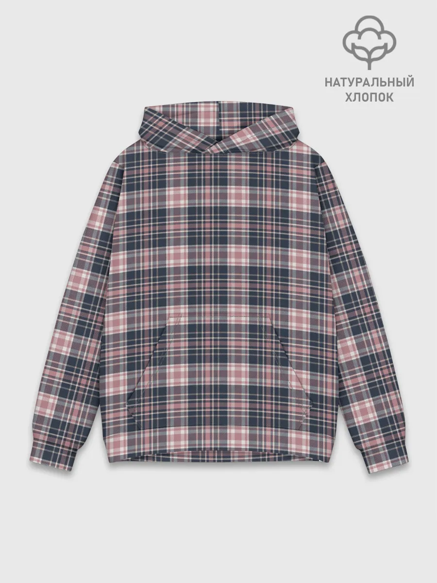Худи мужской база хлопок / Клеточный узор