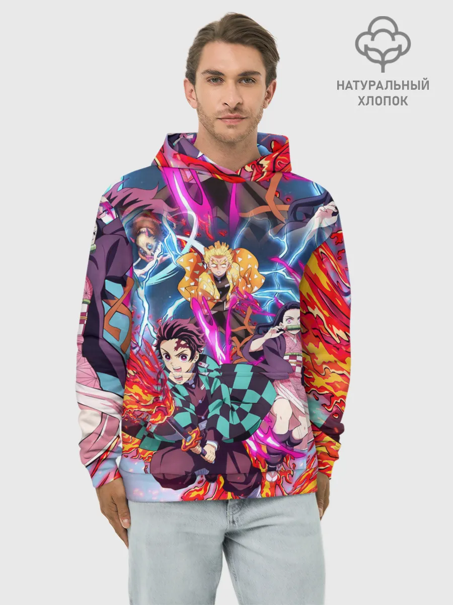 Худи мужской база хлопок / КЛИНОК РАССЕКАЮЩИЙ ДЕМОНОВ