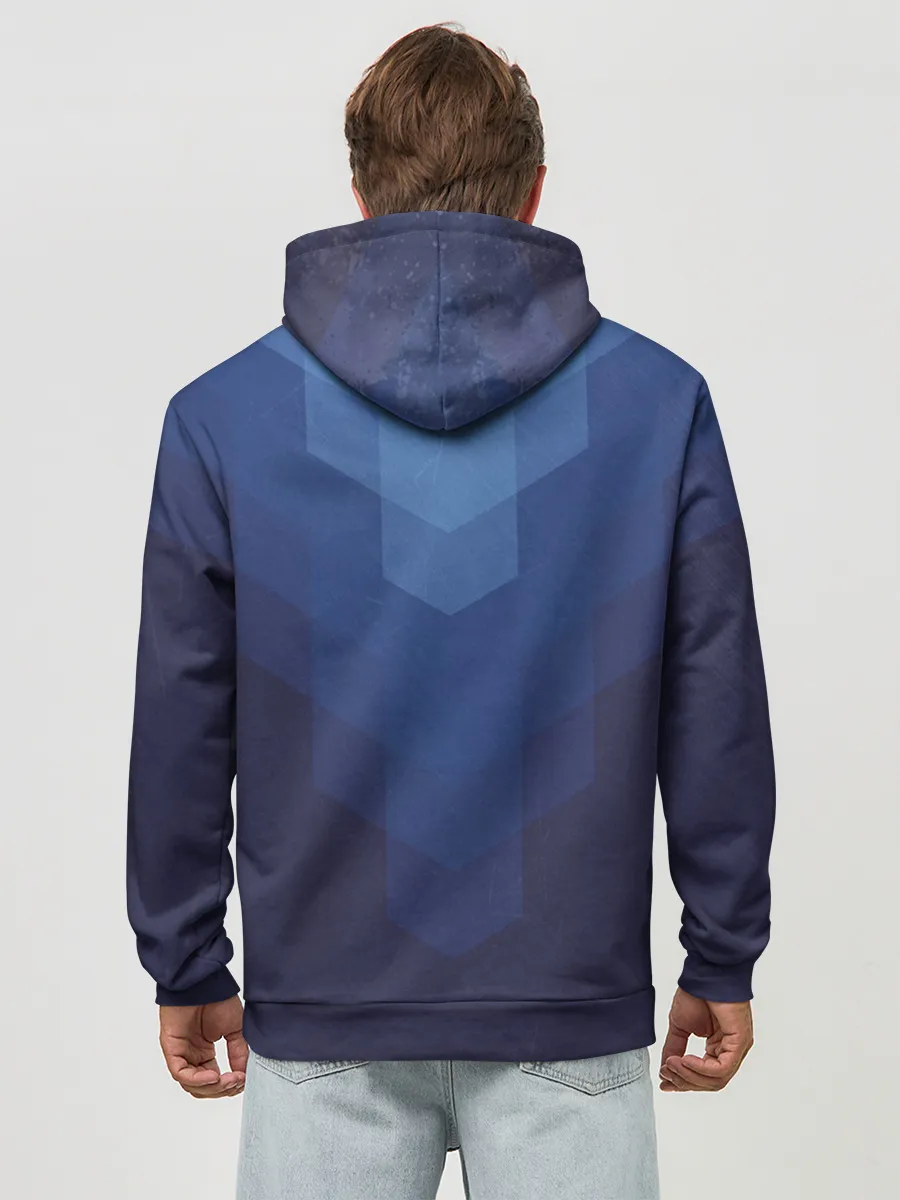 Худи мужской база хлопок / Сине-черная Геометрия Линий