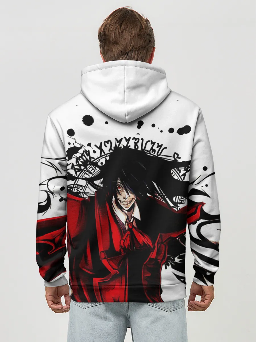 Худи мужской база хлопок / Алукард на белом фоне