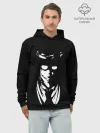 Худи мужской база хлопок / Черно-белый Алукард