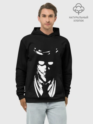 Худи мужской база хлопок / Черно-белый Алукард
