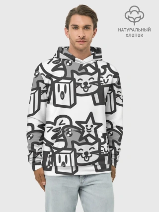 Худи мужской база хлопок / Чёрно-белые дудлы