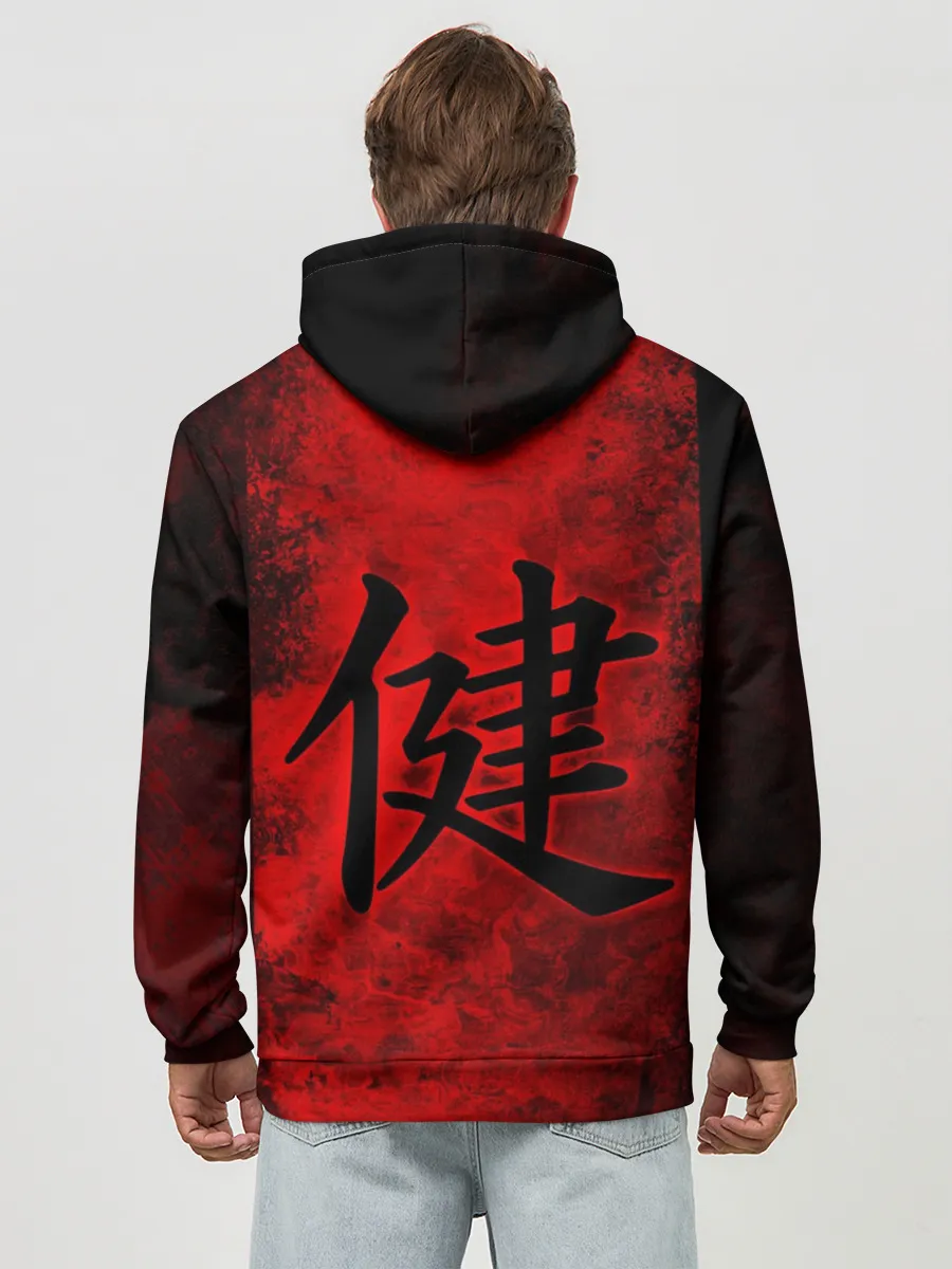 Худи мужской база хлопок / Иероглиф 3D