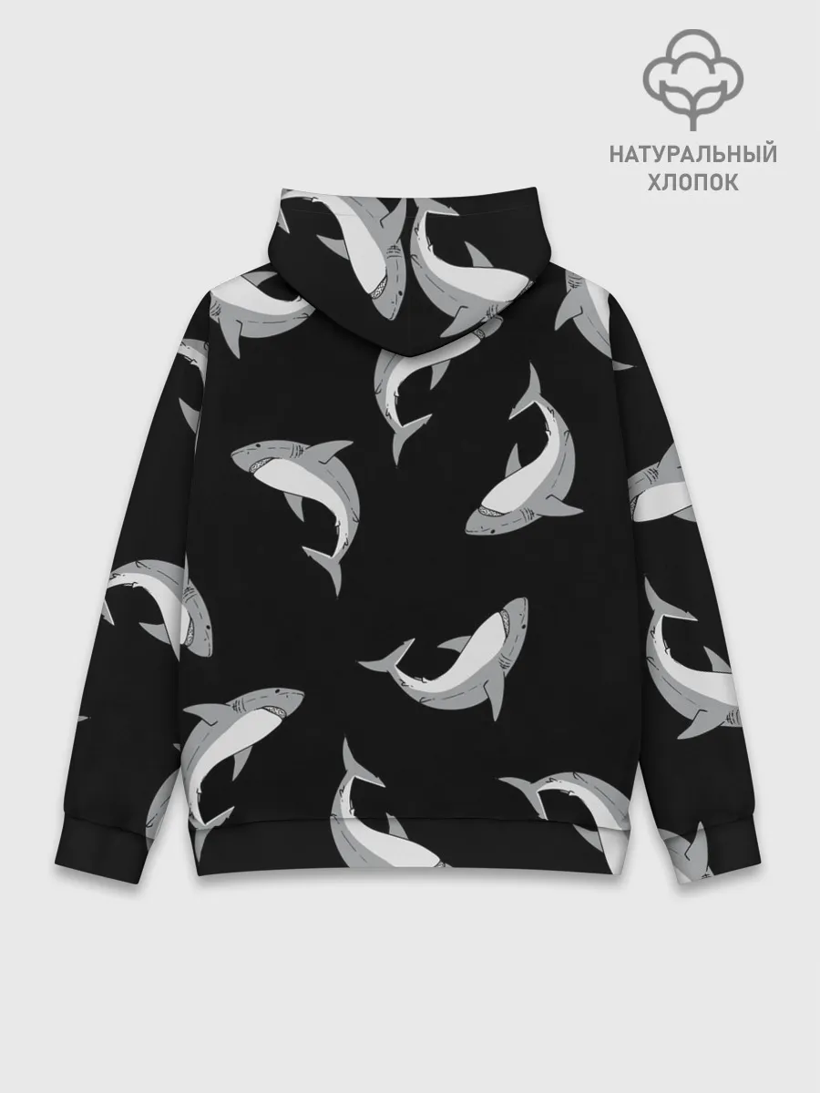 Худи мужской база хлопок / Акулы