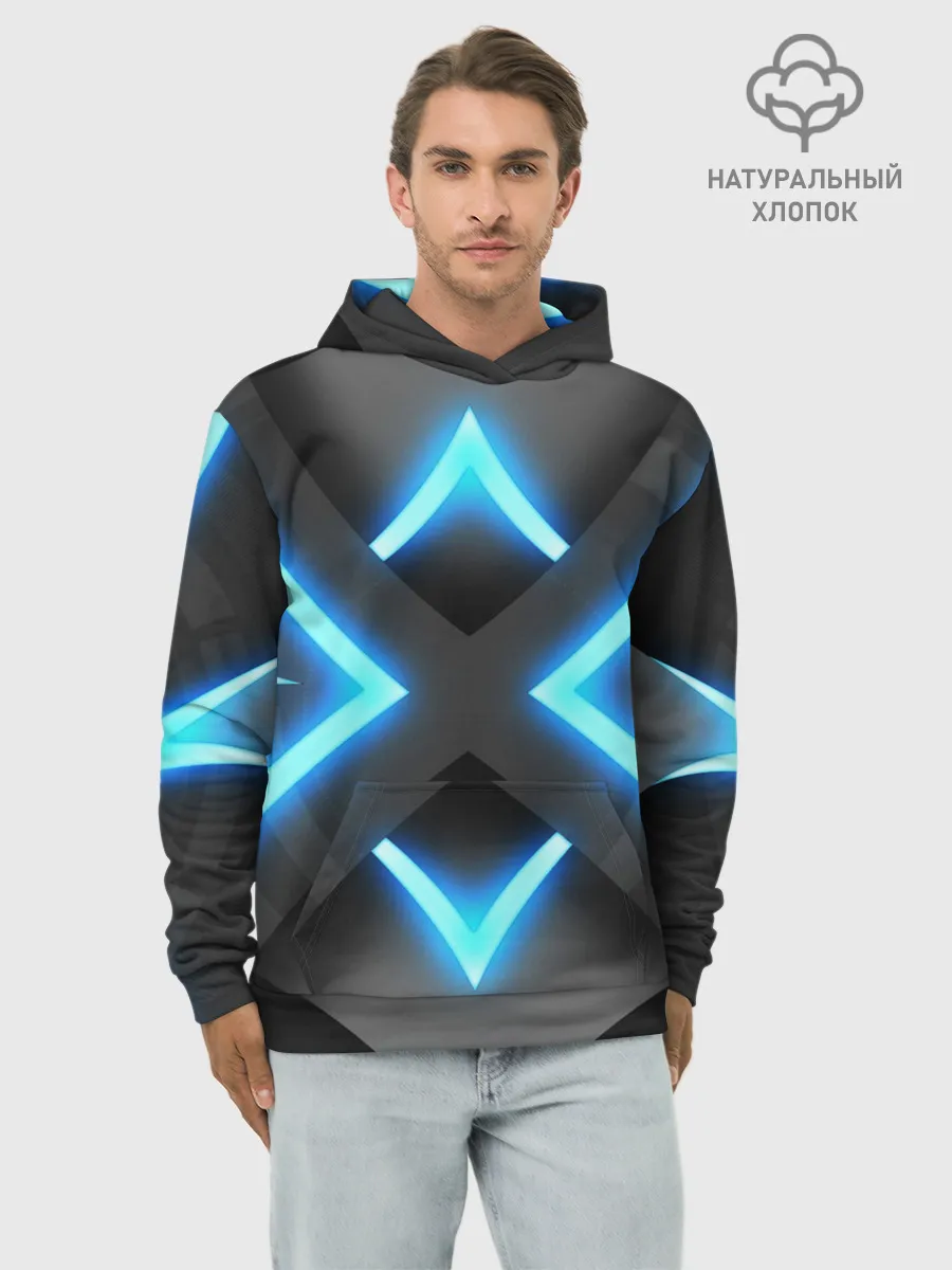 Худи мужской база хлопок / НЕОНОВЫЕ СТРЕЛКИ 3D