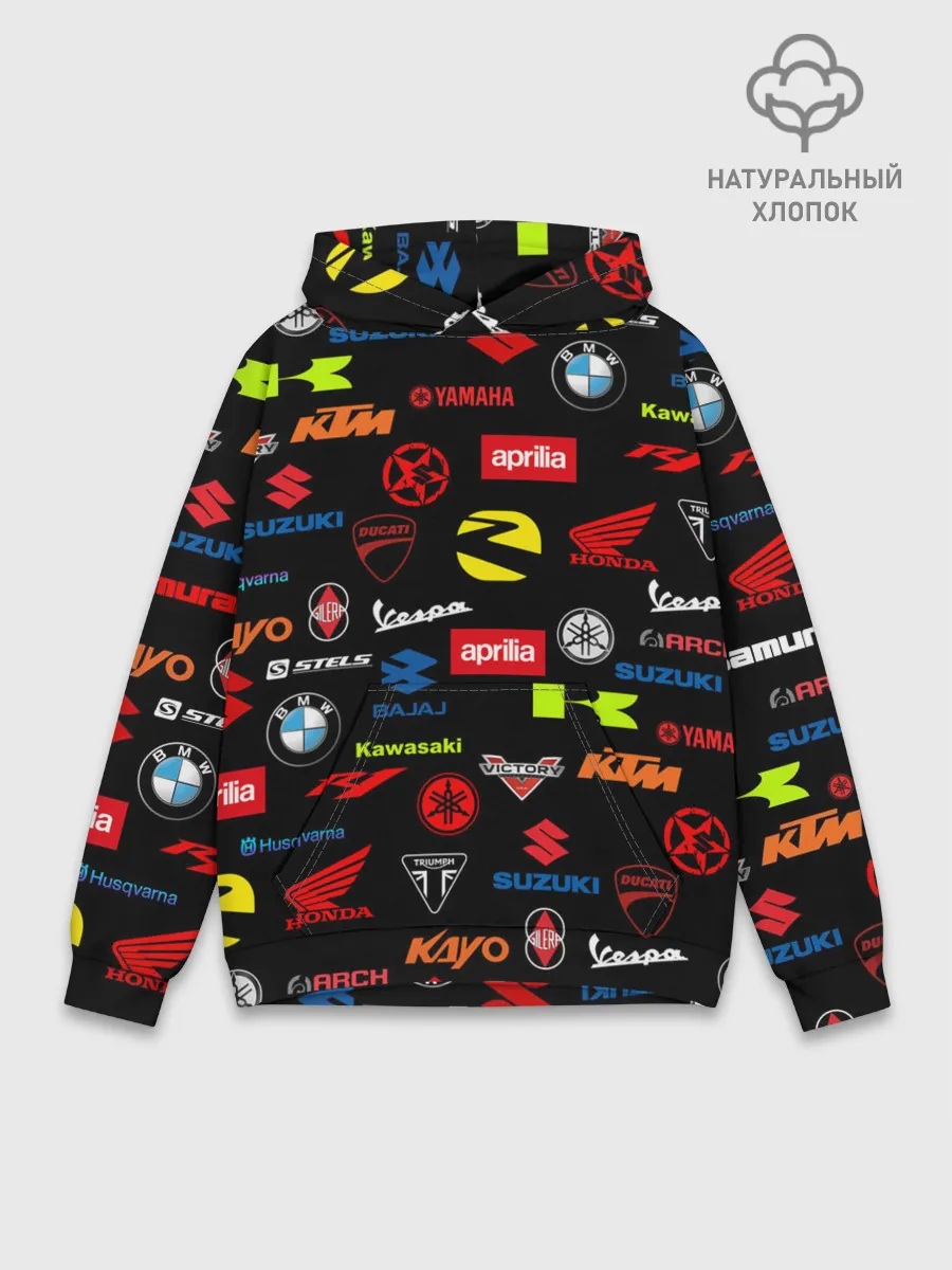 Худи мужской база хлопок / Motorcycle pattern | Мото паттерн