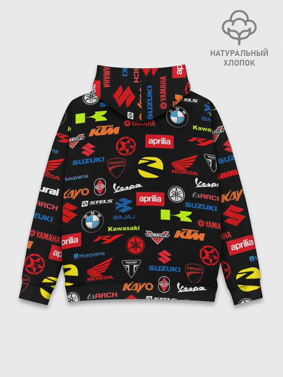 Худи мужской база хлопок / Motorcycle pattern | Мото паттерн