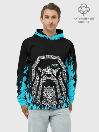 Худи мужской база хлопок / БОГ ОДИН | Узорное лицо