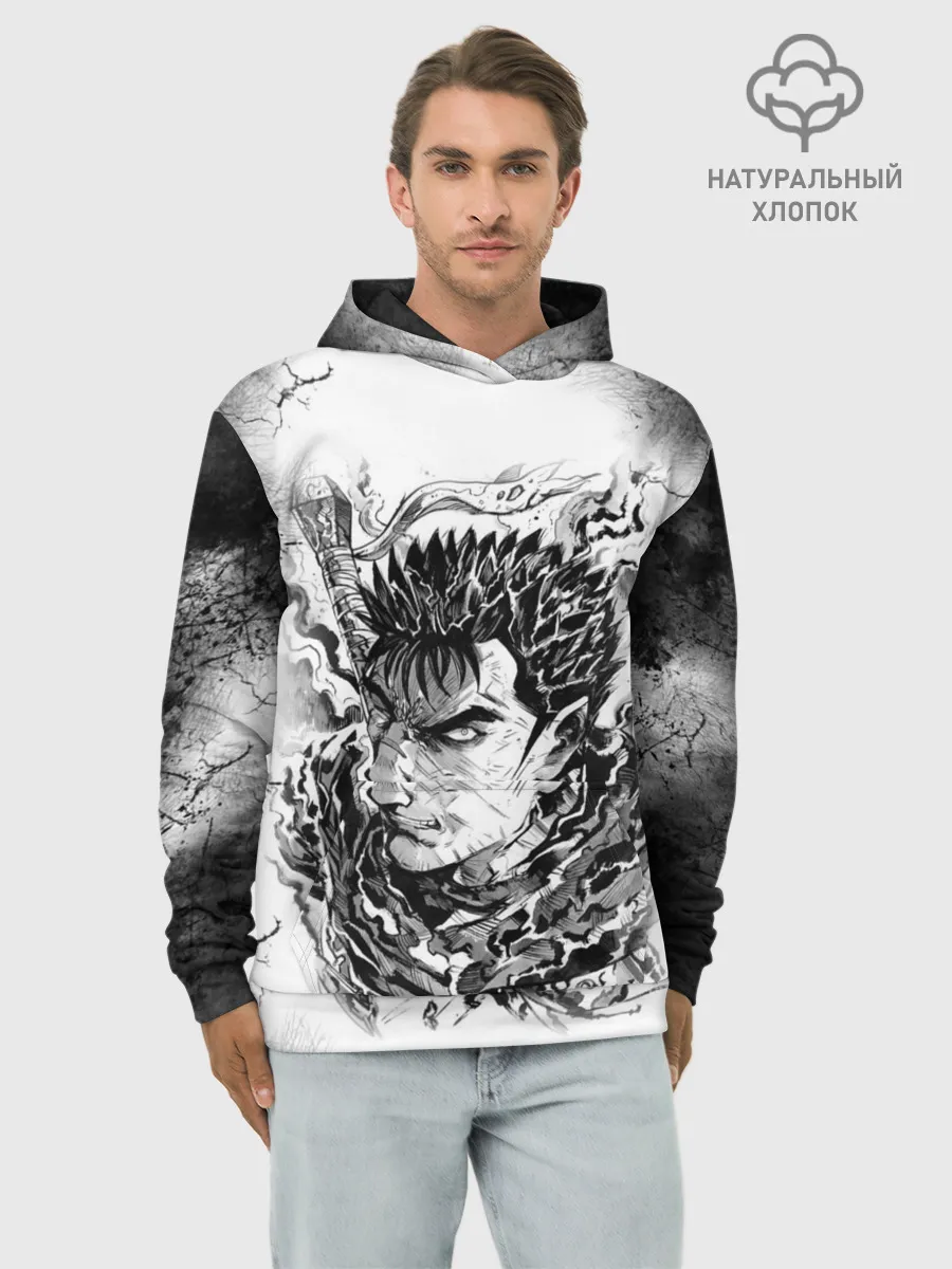 Худи мужской база хлопок / Гатс акварель