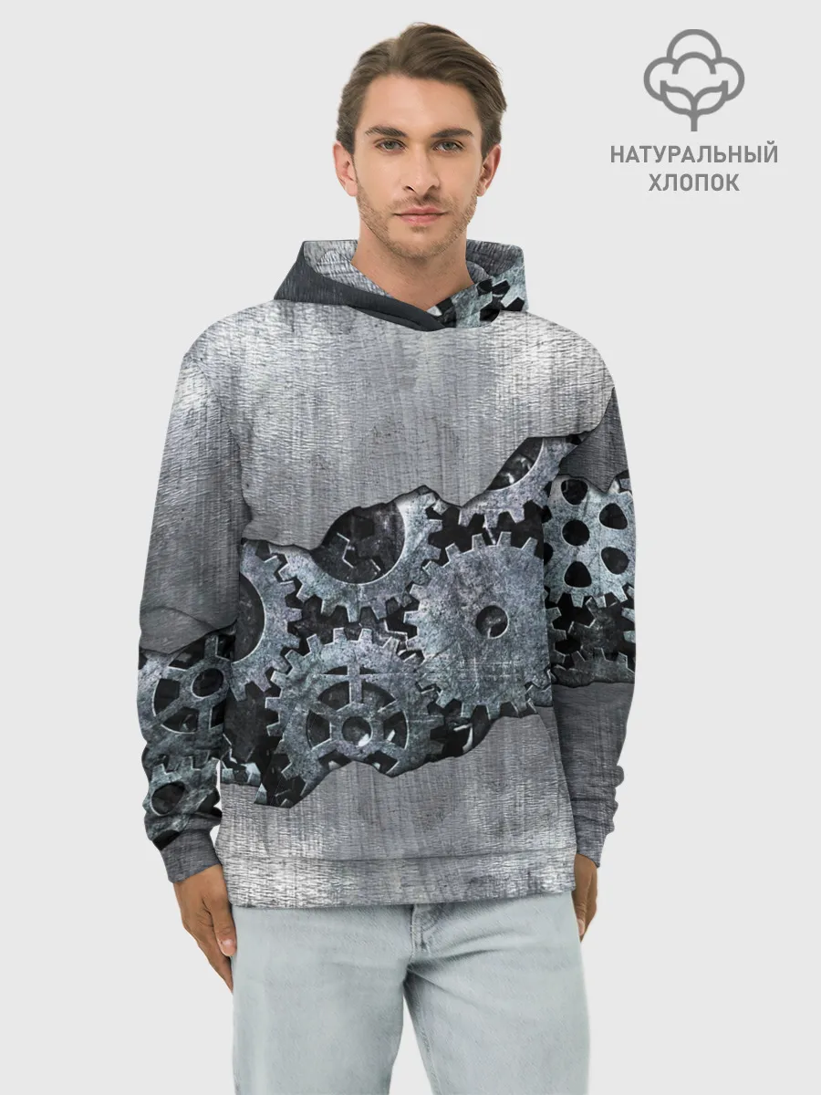 Худи мужской база хлопок / Шестеренки