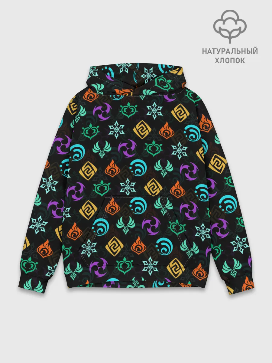 Худи мужской база хлопок / GENSHIN IMPACT ЭМБЛЕМЫ / ГЕНШИН ИМПАКТ