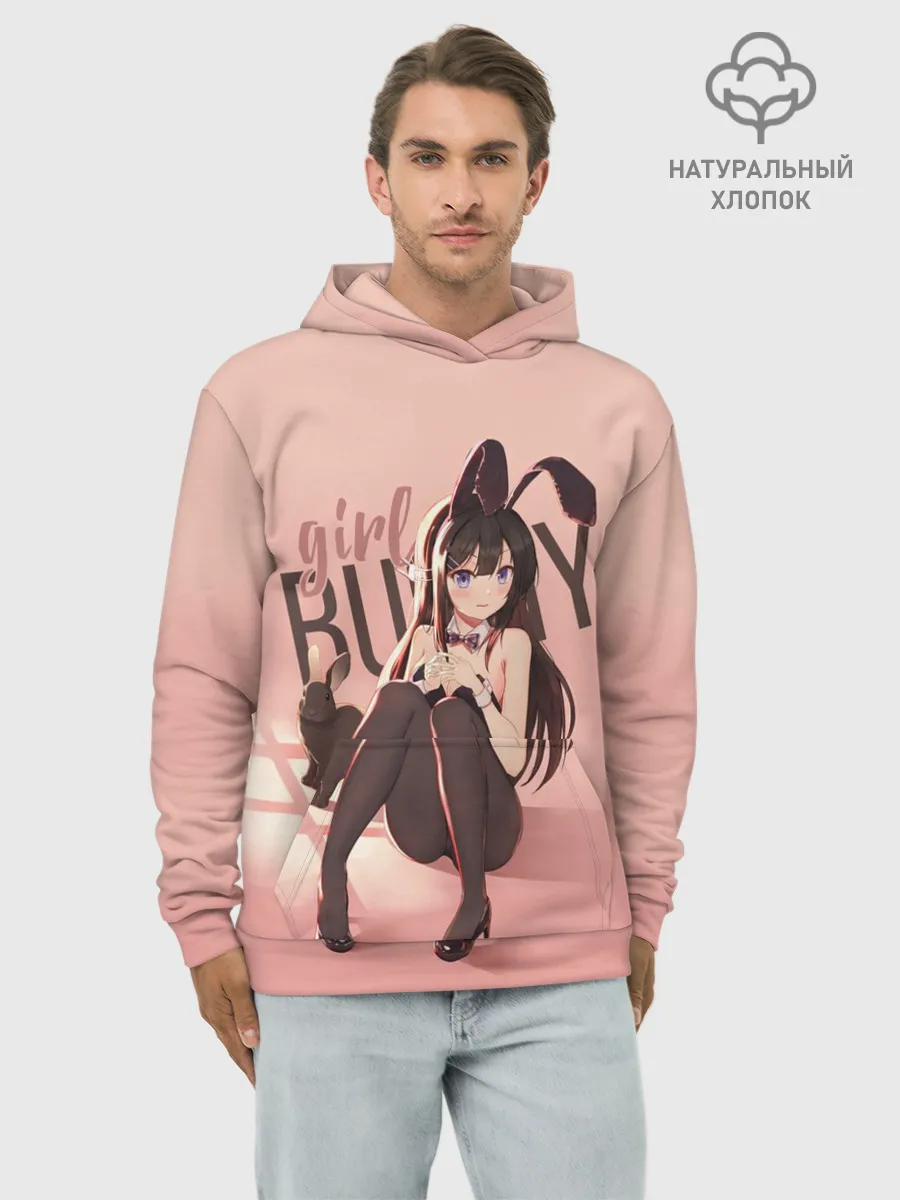 Худи мужской база хлопок / Bunny Girl apricot