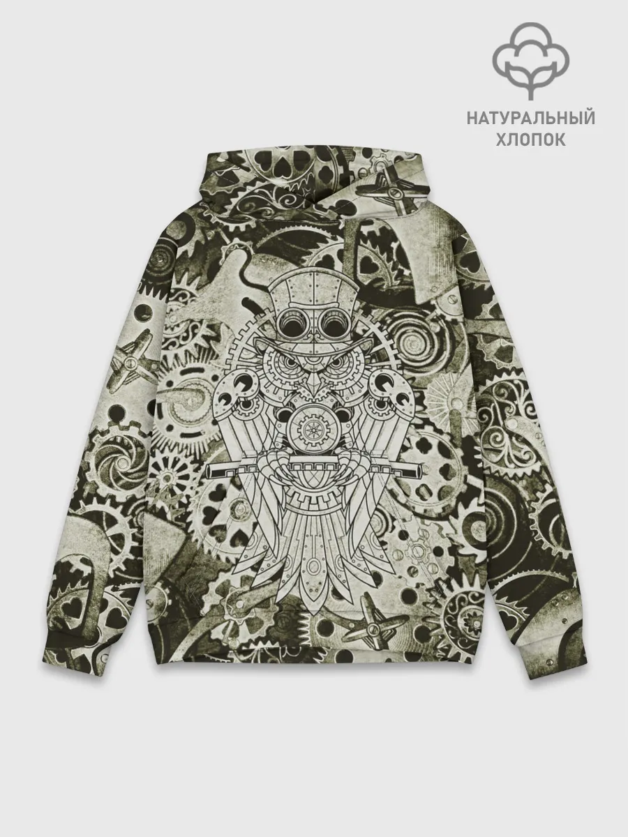 Худи мужской база хлопок / Стимпанк Сова