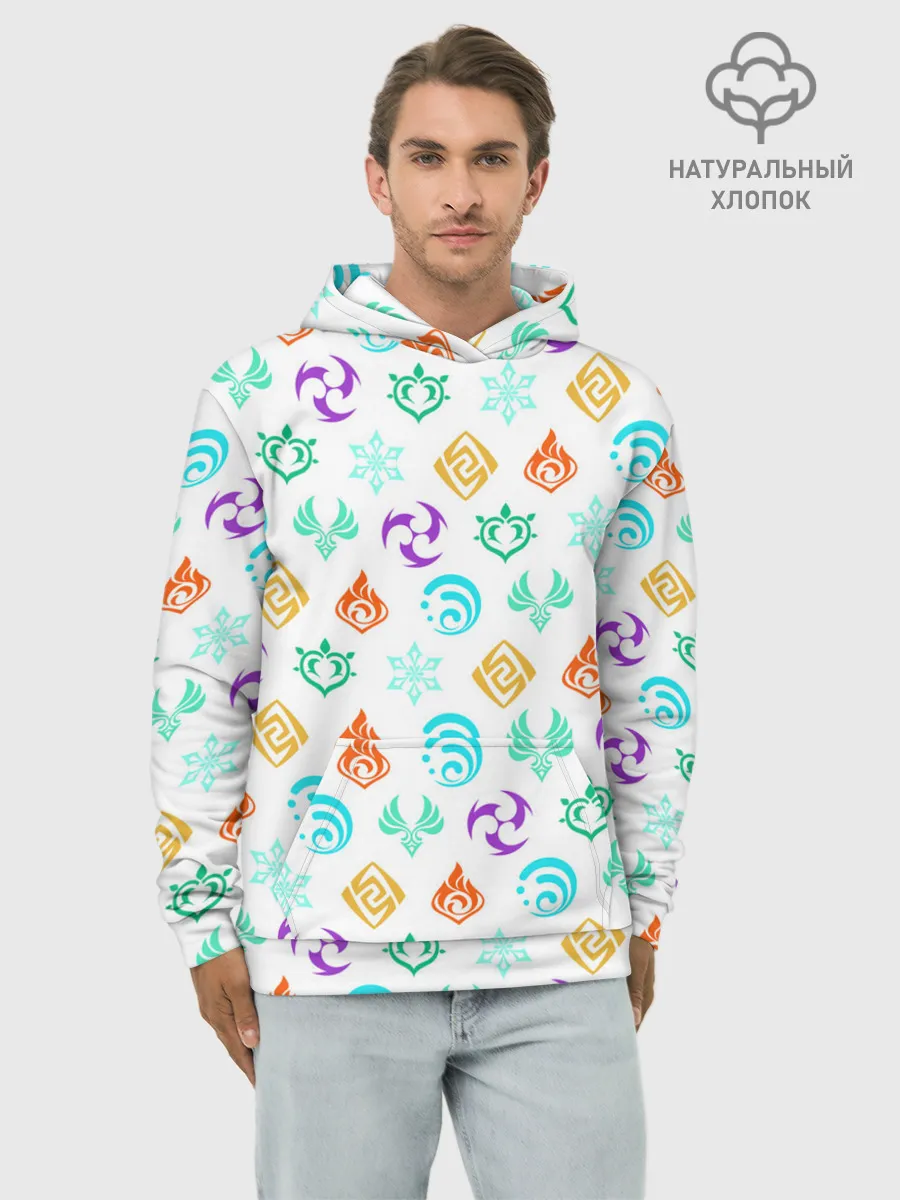 Худи мужской база хлопок / GENSHIN IMPACT ЭМБЛЕМЫ