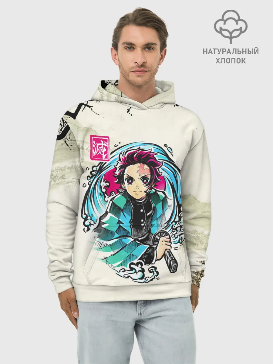 Худи мужской база хлопок / Kamado Tanjiro зарисовка