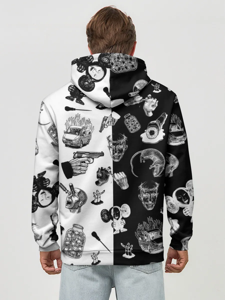 Худи мужской база хлопок / КРОВОСТОК ТАТУИРОВКИ ЧБ