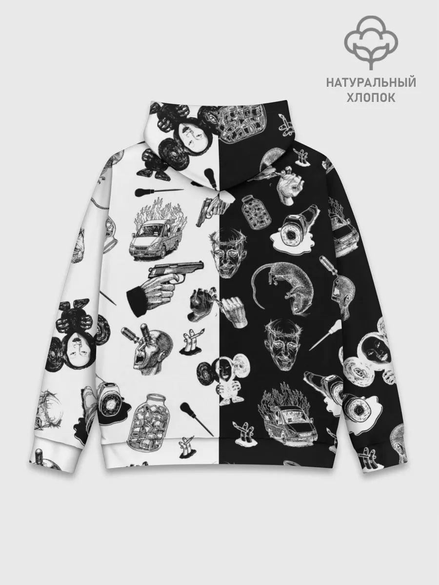 Худи мужской база хлопок / КРОВОСТОК ТАТУИРОВКИ ЧБ