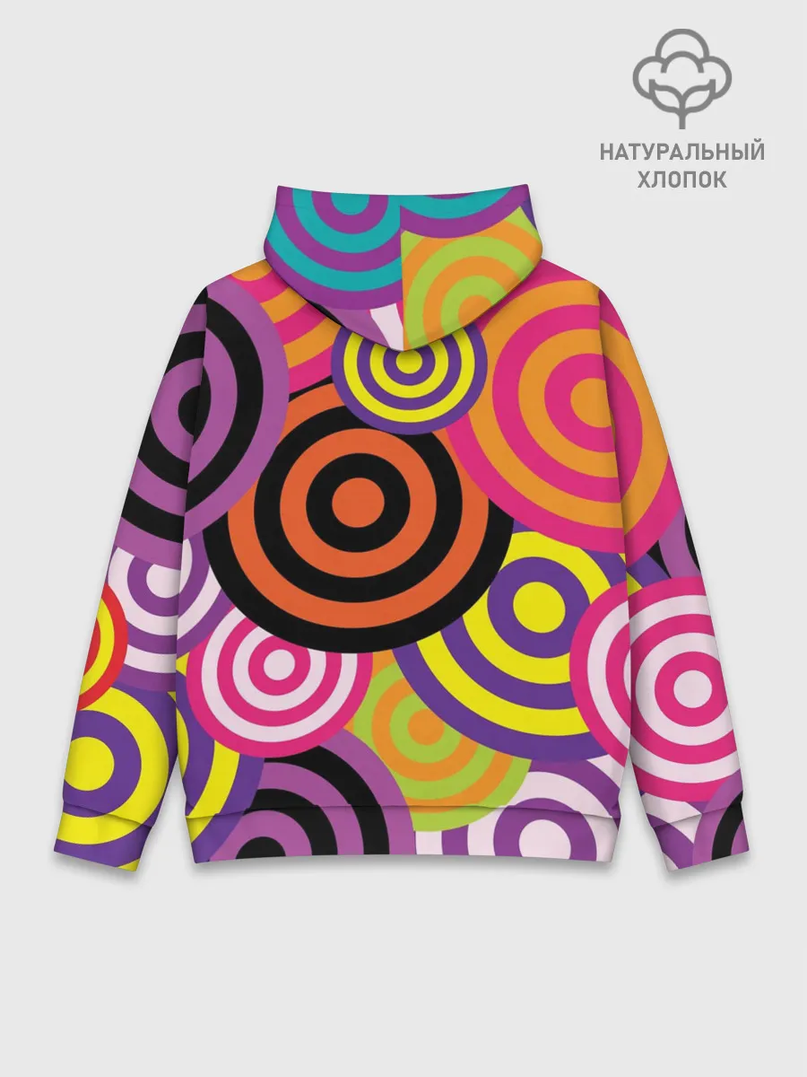 Худи мужской база хлопок / Аннотация разноцветных кругов