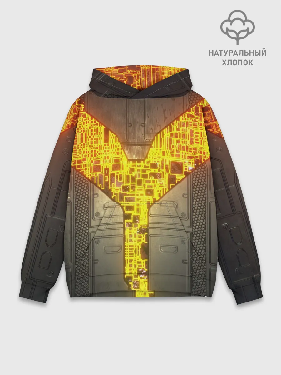 Худи мужской база хлопок / Неоновая внутренность 3D